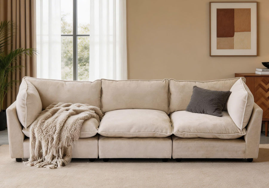 Modular Chenille Sectional Sofa with Deep Seats