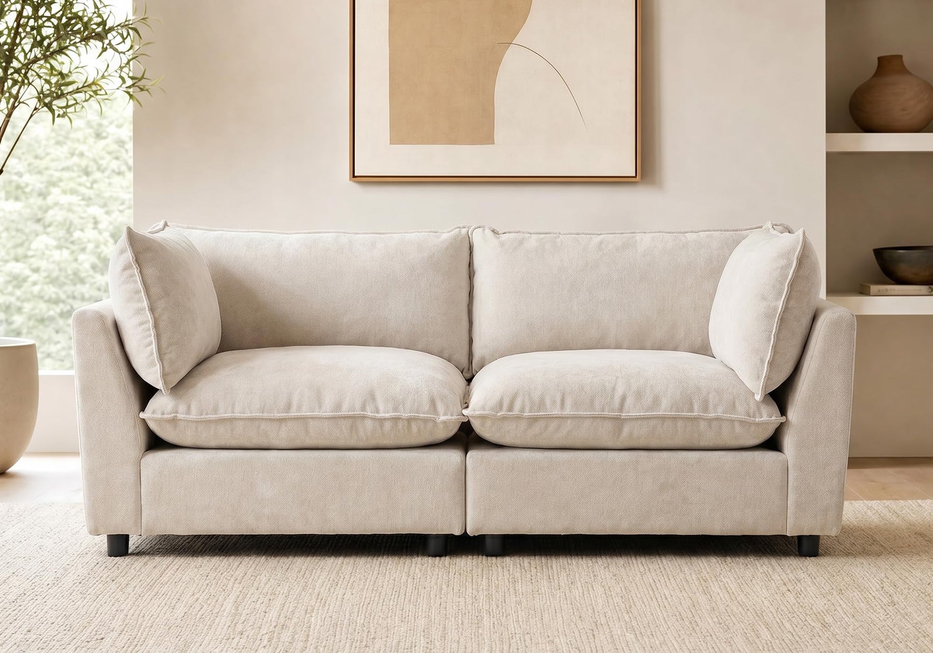 Modular Chenille Sectional Sofa with Deep Seats
