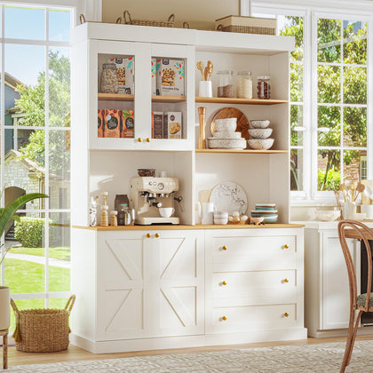 Farmhouse Pantry Cabinet with Glass Doors