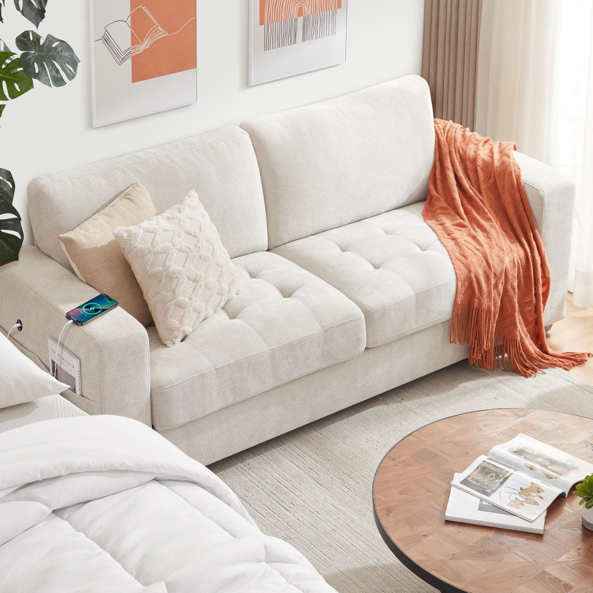 Ihanherry Modern Sofa Chenille Couch 2/3 Seats Loveseat