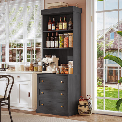 Farmhouse Pantry Cabinet with Glass Doors