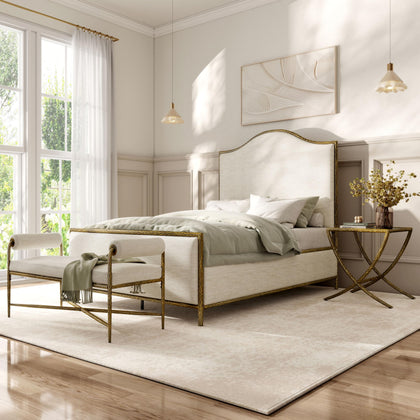 4-Piece Bedroom Set with Upholstered Bed, Bench & Nightstands