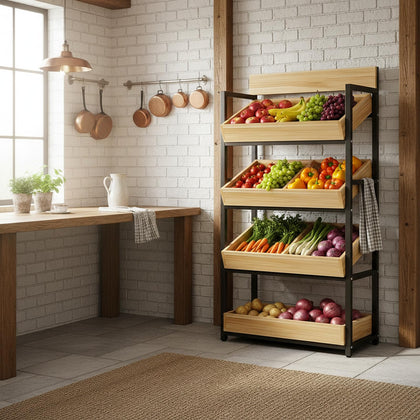 3-Tier Wood Fruit & Vegetable Storage Rack