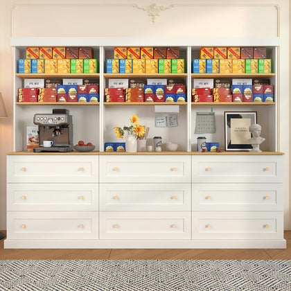Farmhouse Pantry Cabinet with Glass Doors