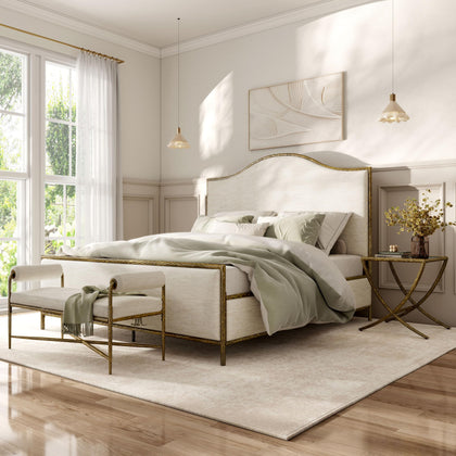 4-Piece Bedroom Set with Upholstered Bed, Bench & Nightstands