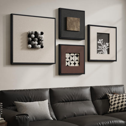 4 Piece Framed 3D Textured Wall Art for Living Room
