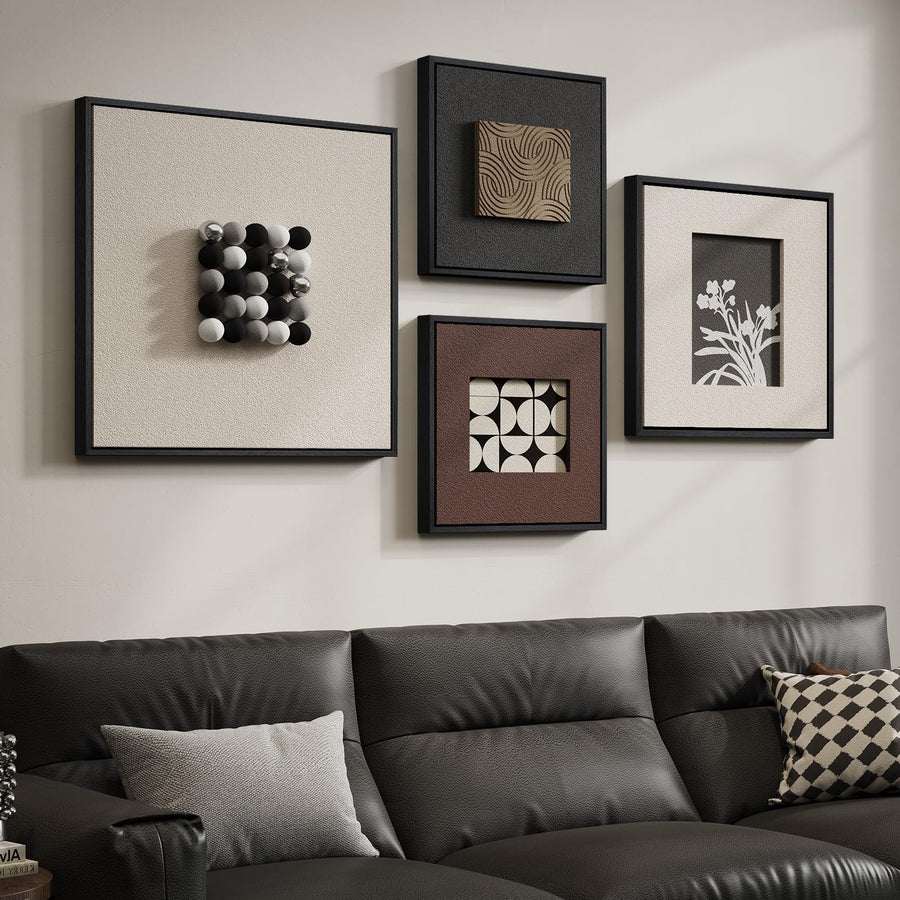 4 Piece Framed 3D Textured Wall Art for Living Room