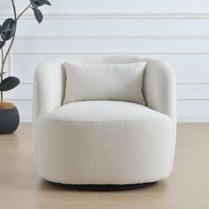 Bouclé Swivel Barrel Chairs Set of 2