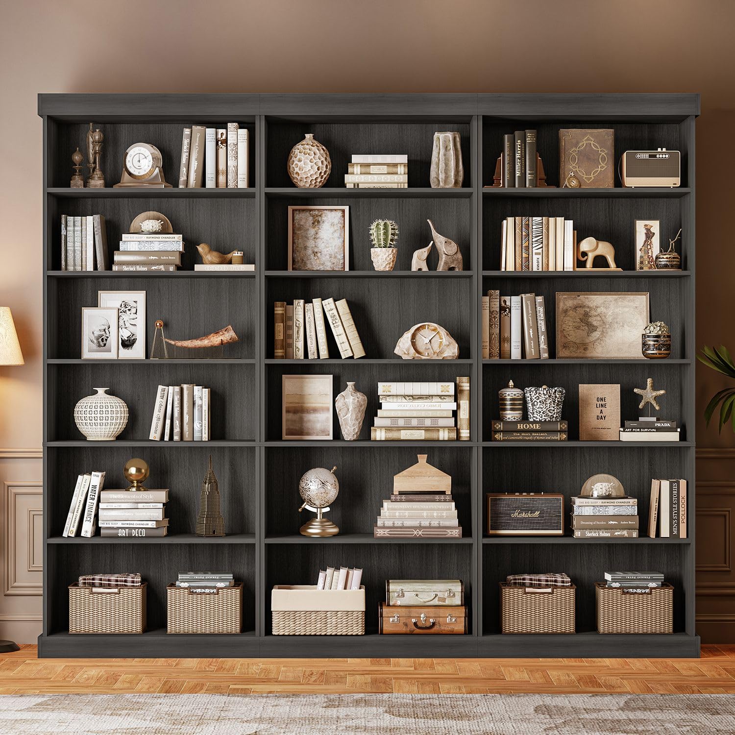 Vyre 70.8" Tall Farmhouse Bookshelf with Glass Doors-260513