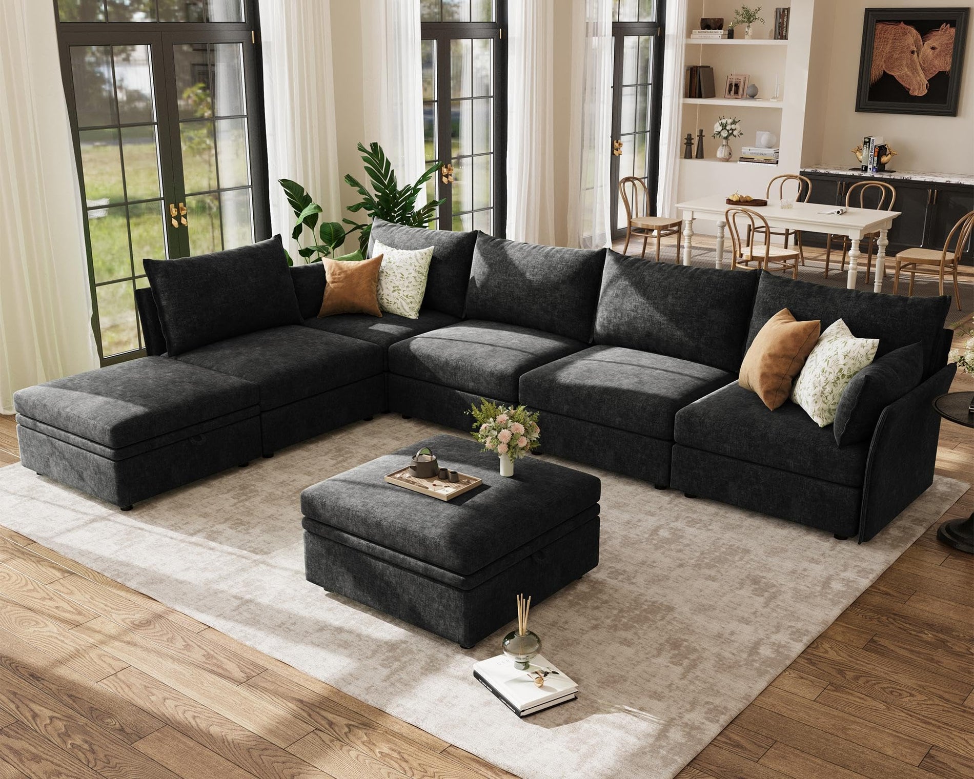 ABCASA Oversized Modular Sectional Sofa CouchSet