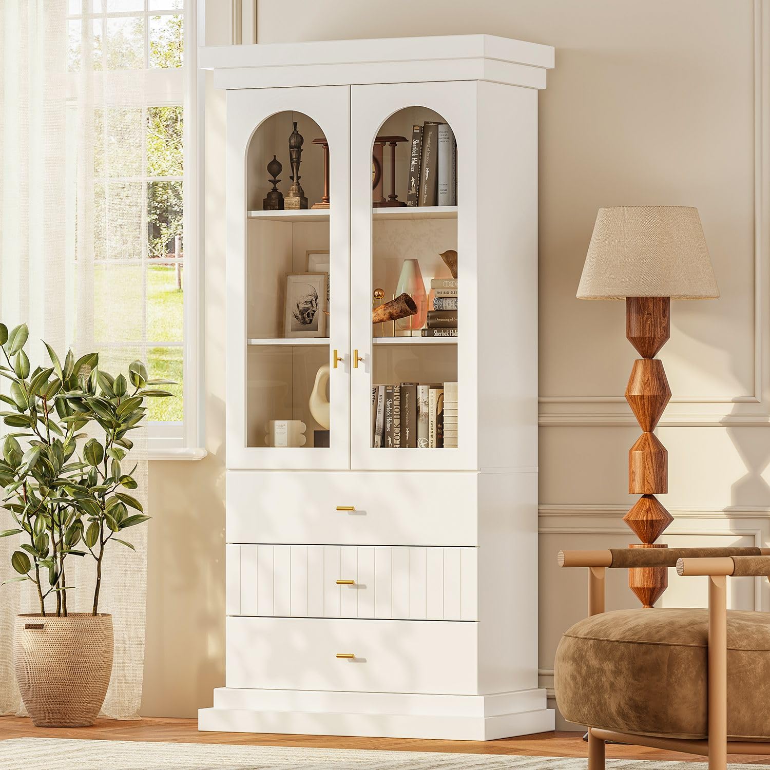 Lynsunix 71" Modern Tall Bookcase, Display and Storage Cabinet-PO(260409)