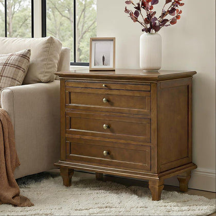 Farmhouse End Table with Charging Station & 3 Drawers