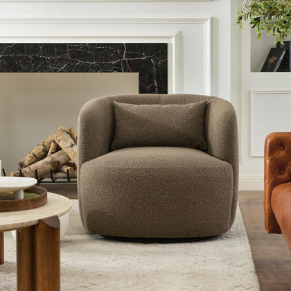 Bouclé Swivel Barrel Chairs Set of 2
