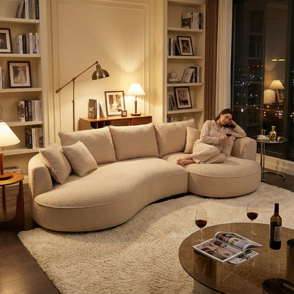 mr.waiba 125” Modern Curved Boucle Sectional Couch