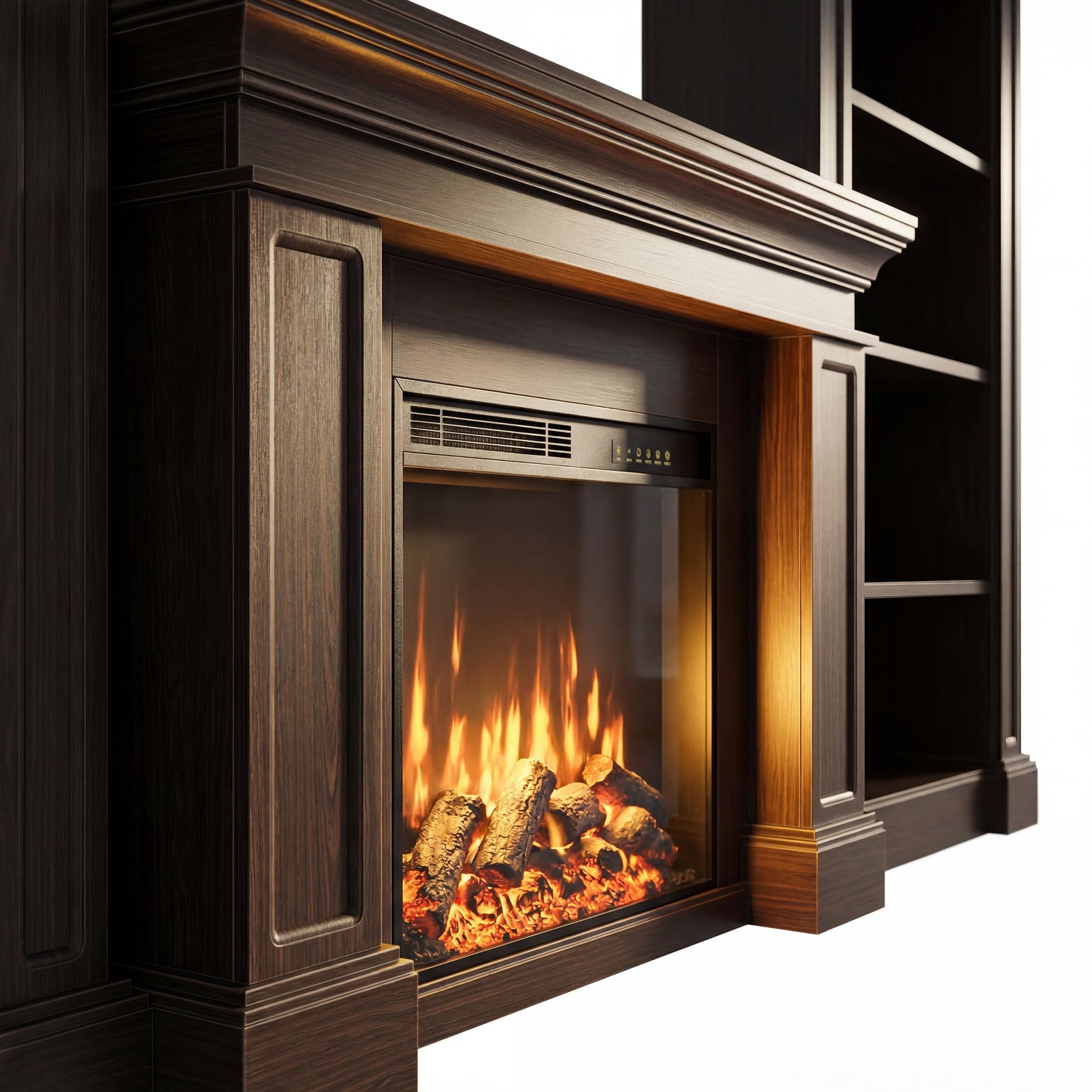 Bookcase Entertainment Center with Electric Fireplace & Storage