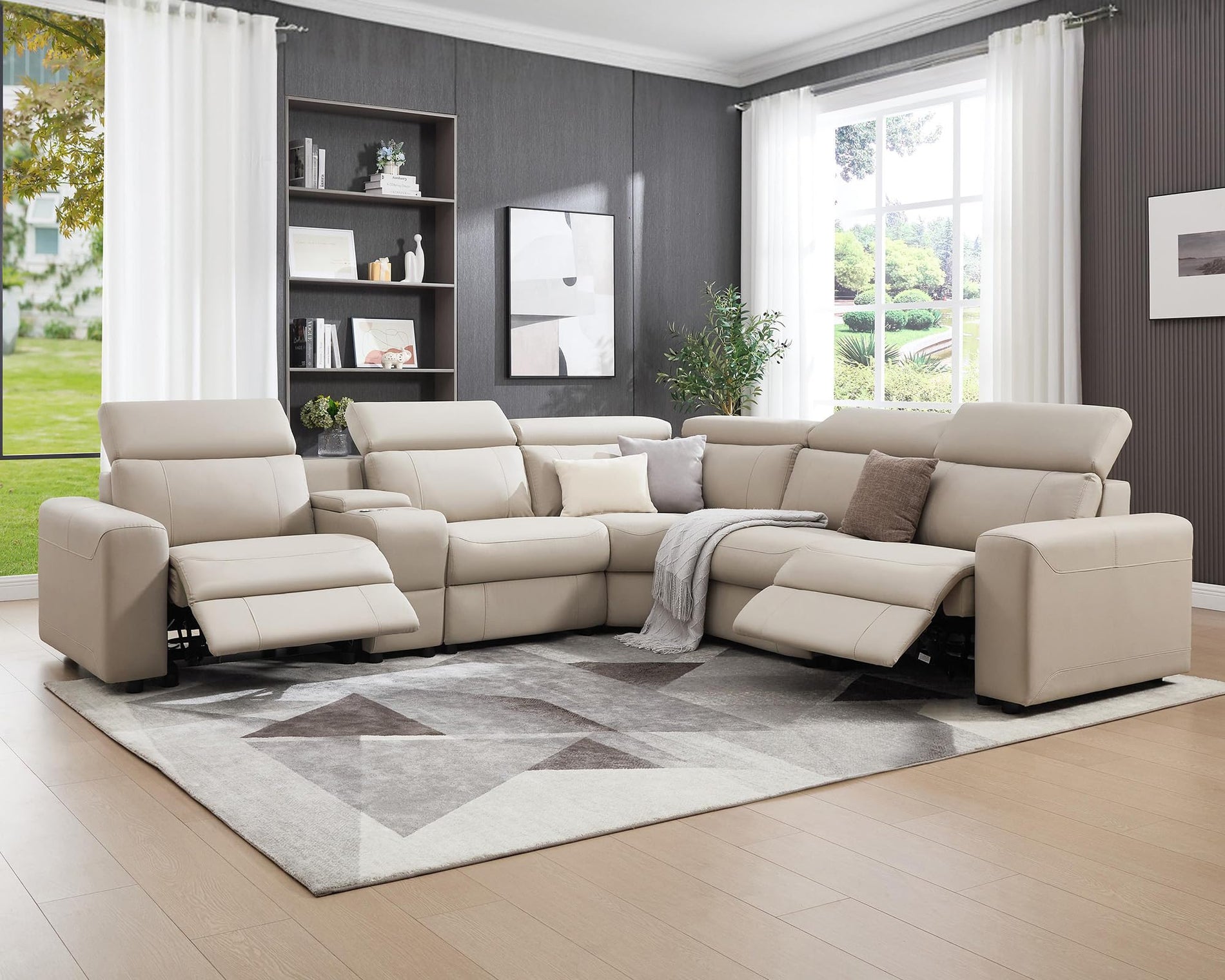 Oversized Power Reclining Sofa with Console & Dual Recliners