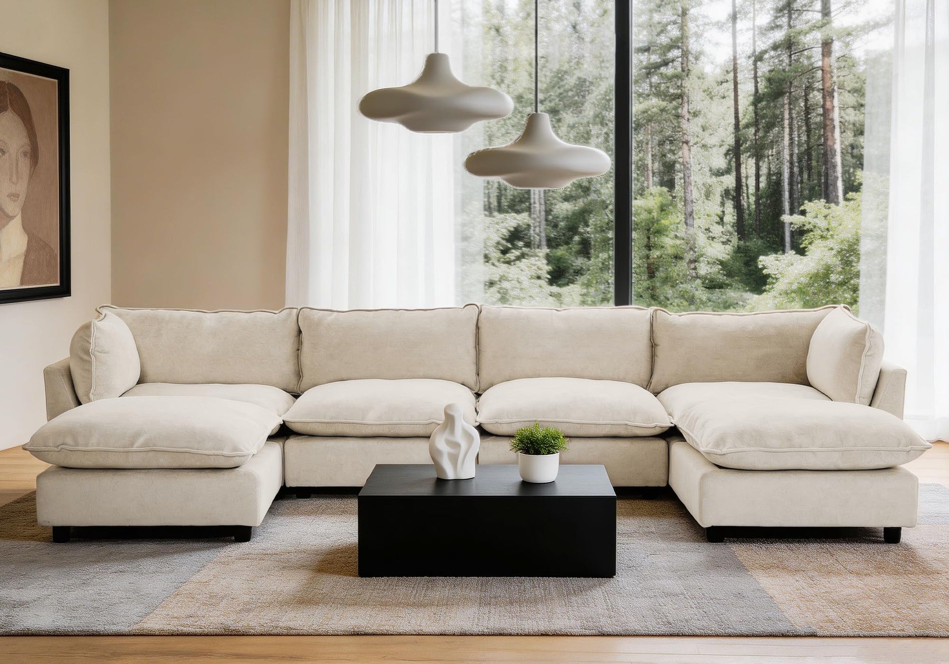 Modular Chenille Sectional Sofa with Deep Seats