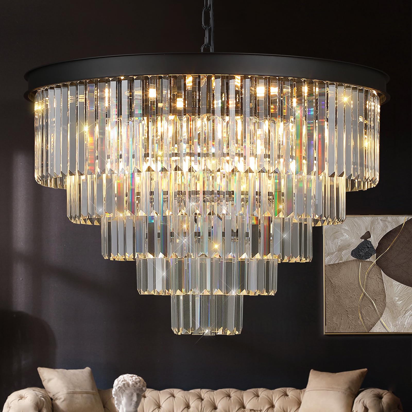 A AXILIXI Large Crystal Chandeliers