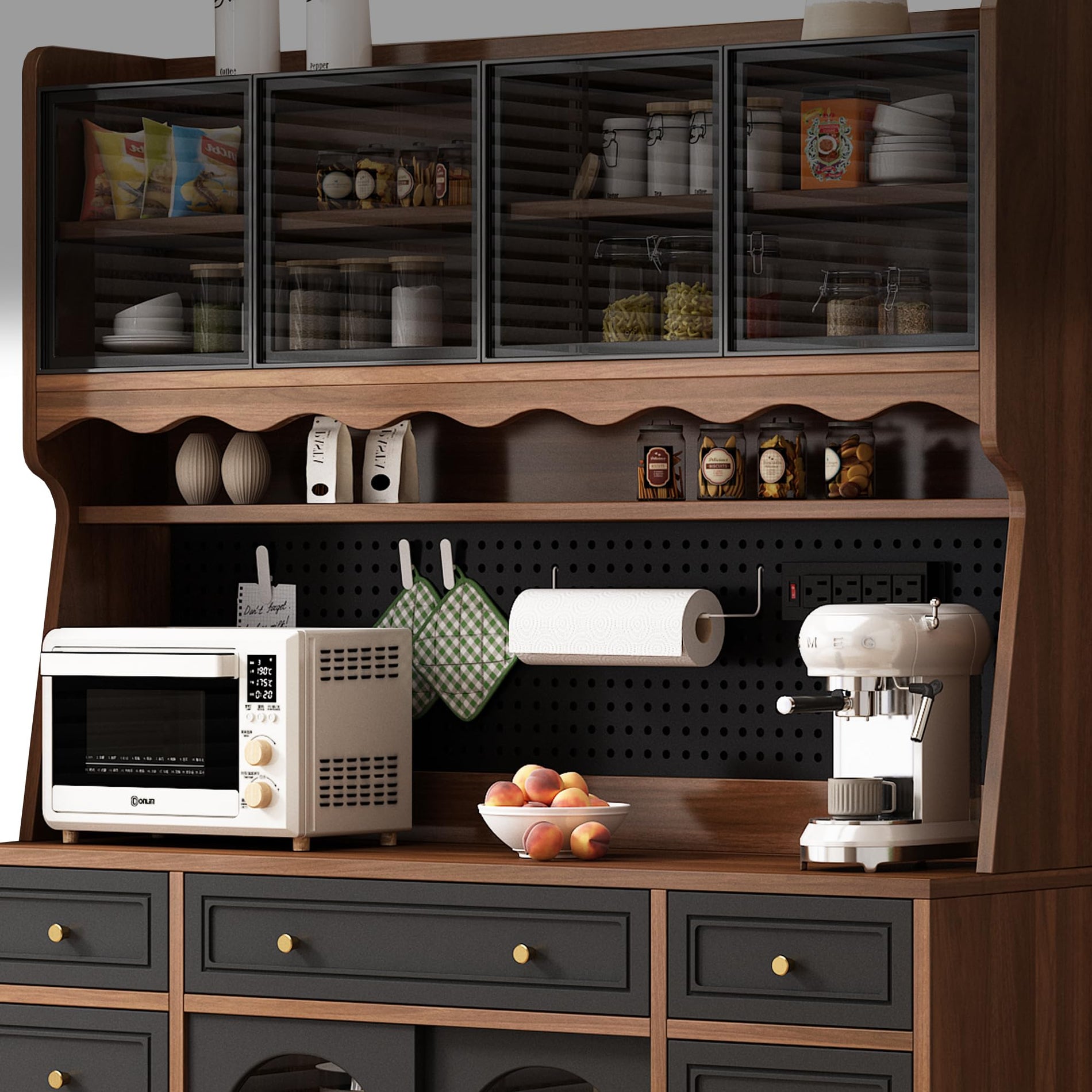 Buffet Cabinet with Hutch, Power Outlet & Storage
