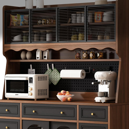 Buffet Cabinet with Hutch, Power Outlet & Storage