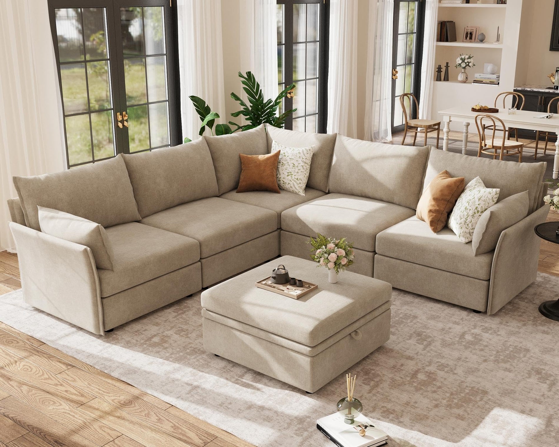 ABCASA Oversized Modular Sectional Sofa CouchSet