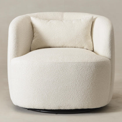 Bouclé Swivel Barrel Chairs Set of 2