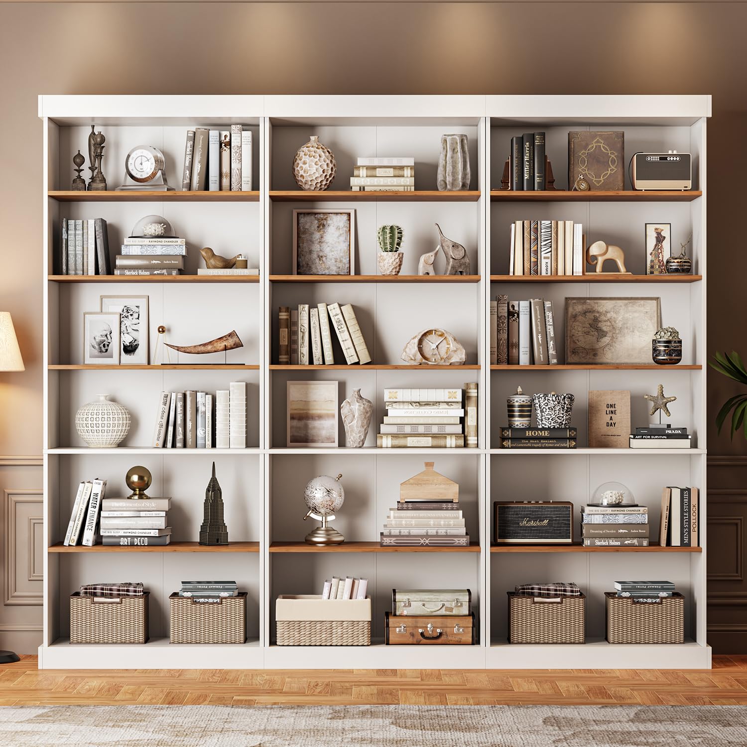 Vyre 70.8" Tall Farmhouse Bookshelf with Glass Doors-260513