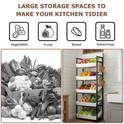 3-Tier Wood Fruit & Vegetable Storage Rack