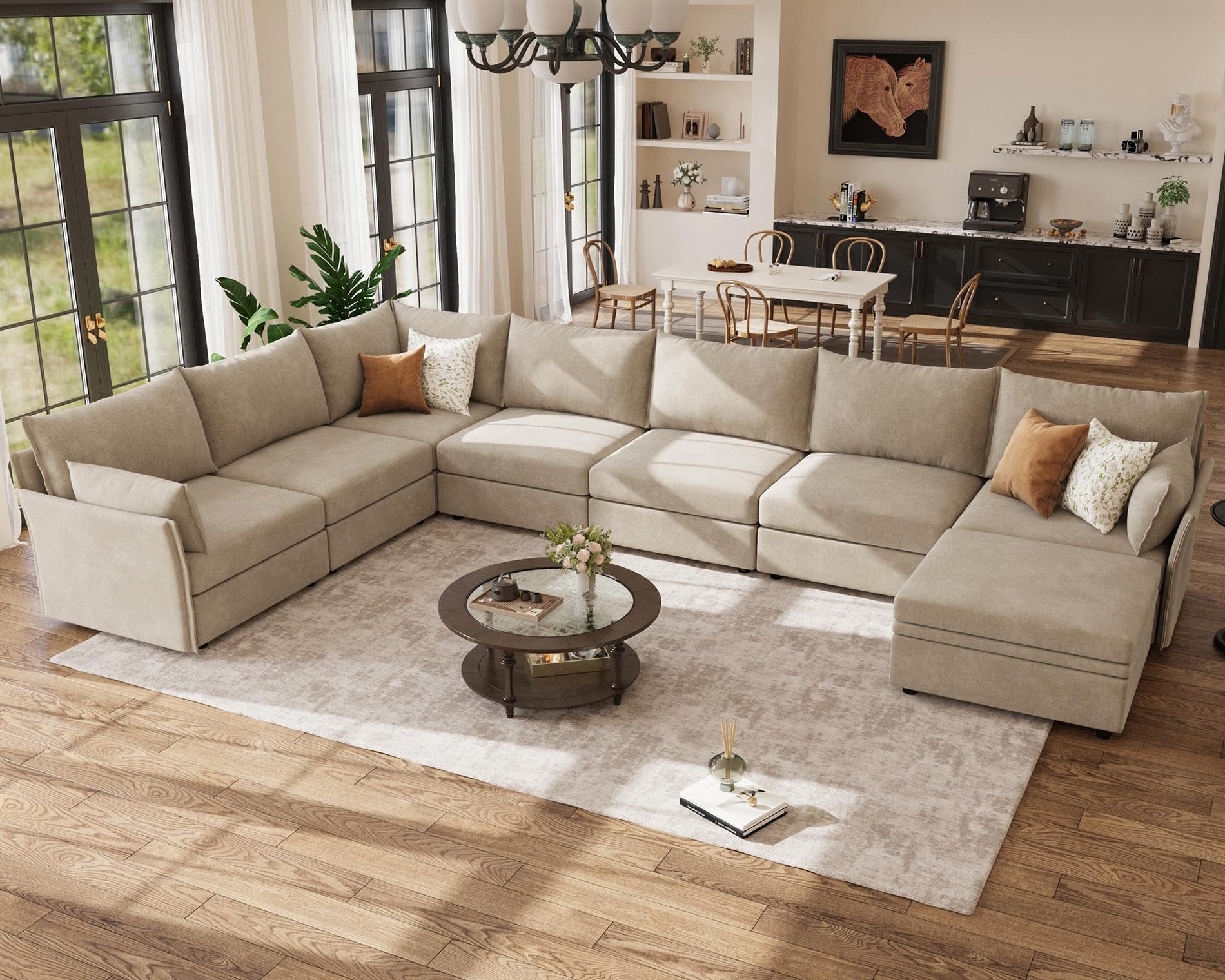ABCASA Oversized Modular Sectional Sofa CouchSet