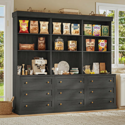 Farmhouse Pantry Cabinet with Glass Doors