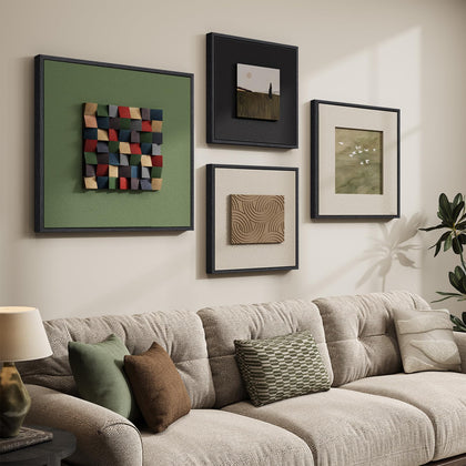 4 Piece Framed 3D Textured Wall Art for Living Room
