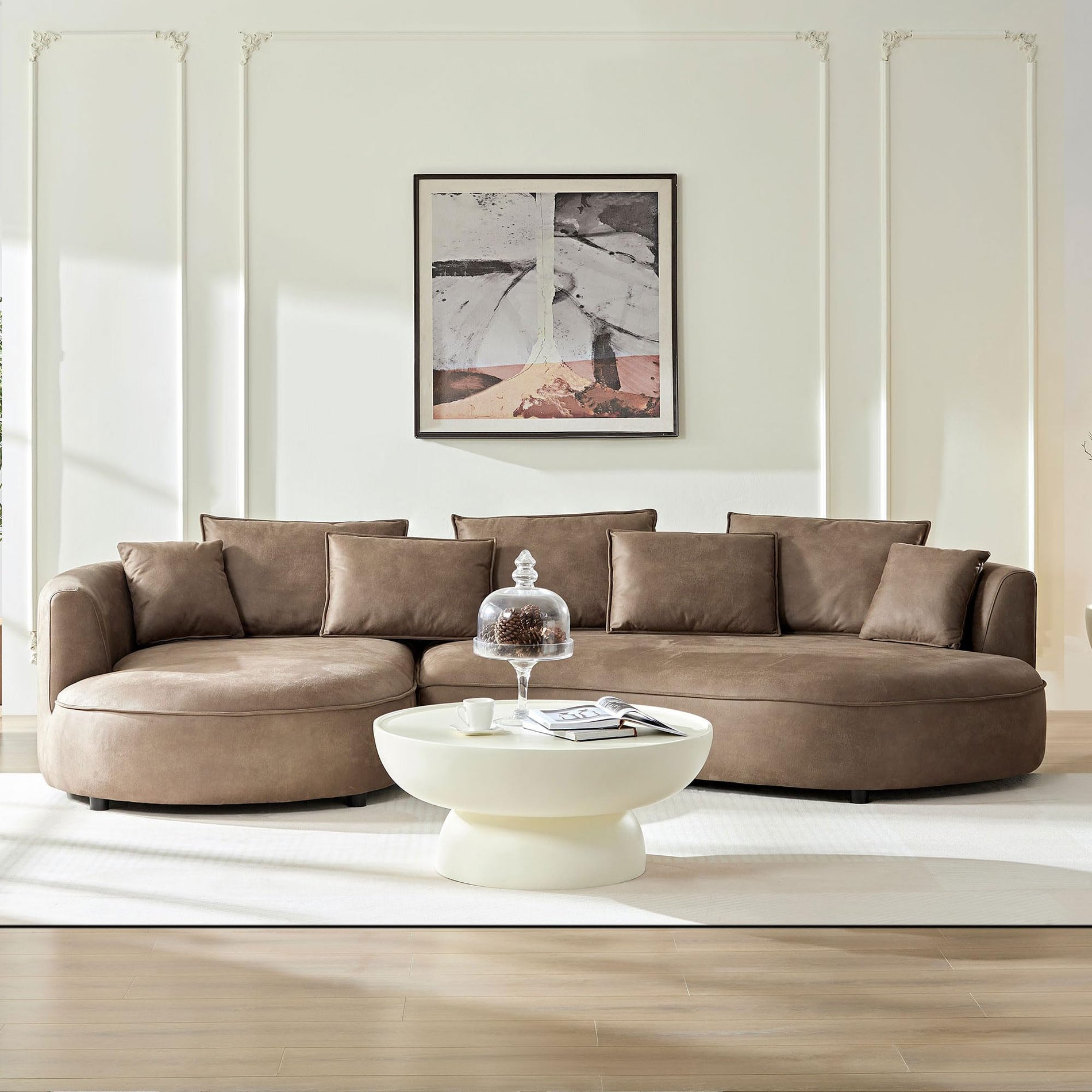 mr.waiba 125” Modern Curved Boucle Sectional Couch