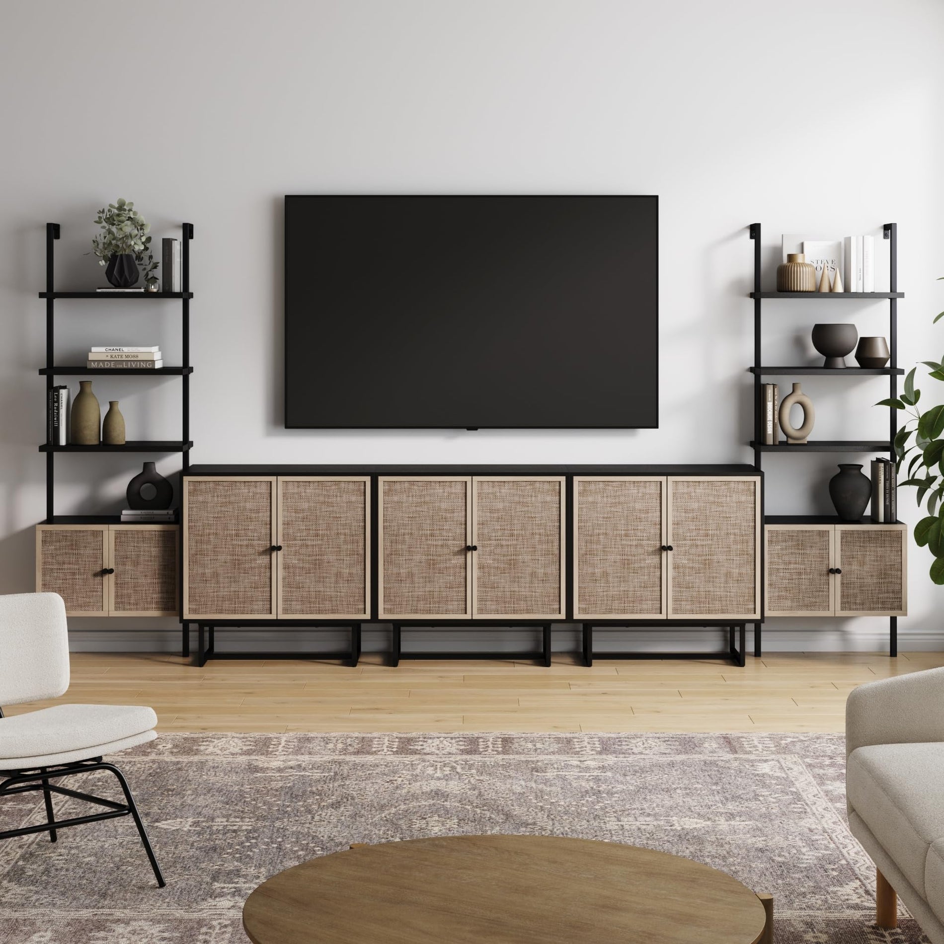 TV Stand with Shelves & Storage Cabinet