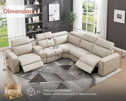 Oversized Power Reclining Sofa with Console & Dual Recliners
