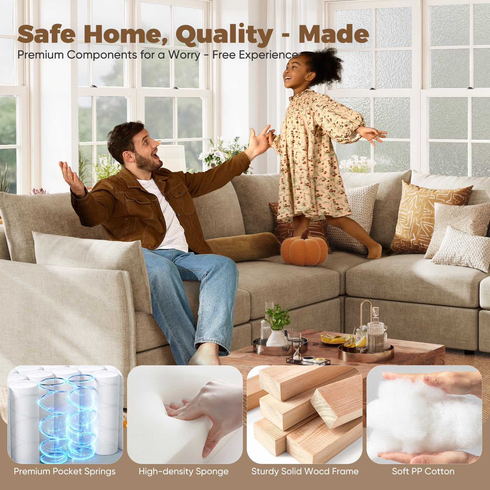 ABCASA Oversized Modular Sectional Sofa CouchSet