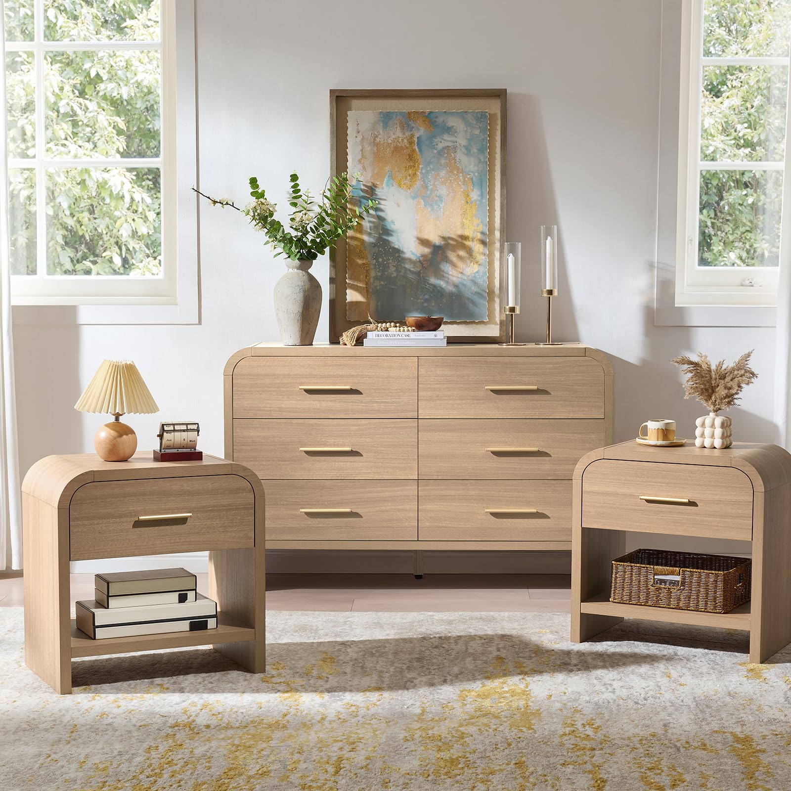 3-Piece Farmhouse Bedroom Set with Dresser & Nightstands