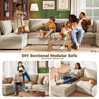 ABCASA Oversized Modular Sectional Sofa CouchSet