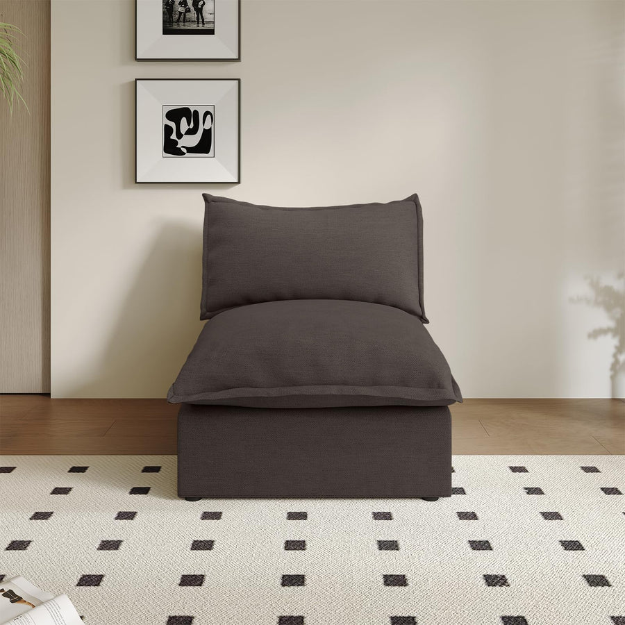 Modular Linen Sectional Sofa with Deep Seats & Removable Covers