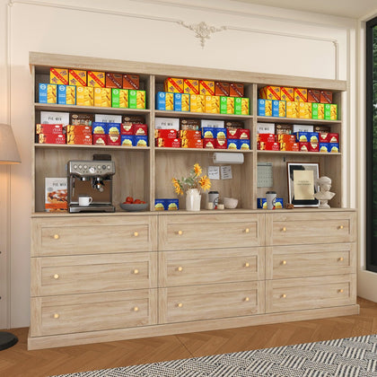 Farmhouse Pantry Cabinet with Glass Doors