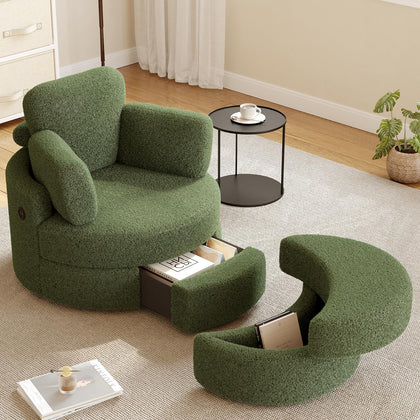 MEISSALIVVE Swivel Accent Chair with Half Moon Ottoman