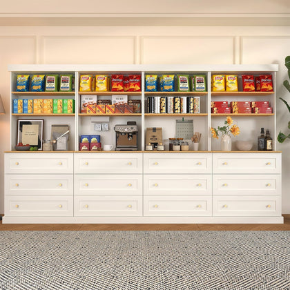 Farmhouse Pantry Cabinet with Glass Doors