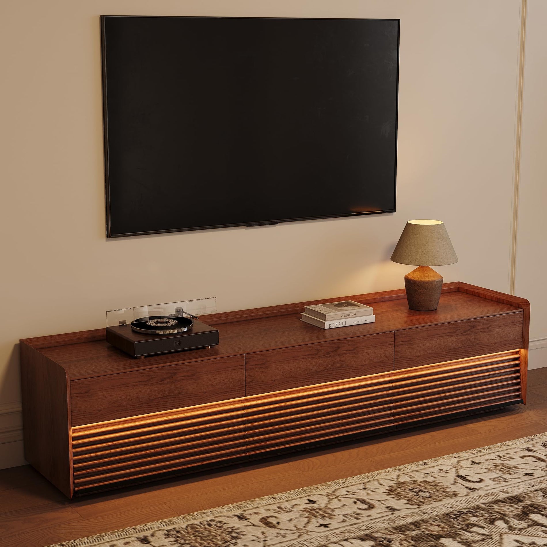 POVISON Fully-Assembled Mid Century Modern TV Stand