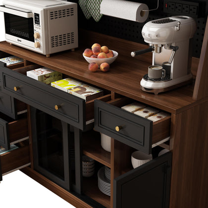 Buffet Cabinet with Hutch, Power Outlet & Storage