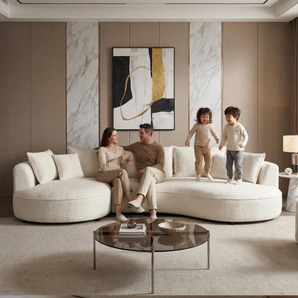mr.waiba 125” Modern Curved Boucle Sectional Couch
