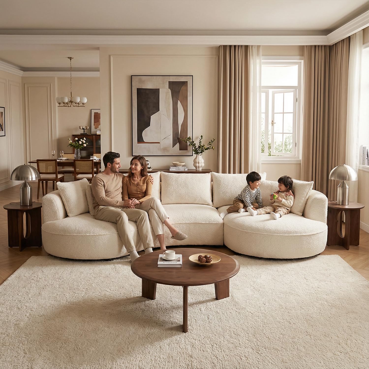 mr.waiba 125” Modern Curved Boucle Sectional Couch