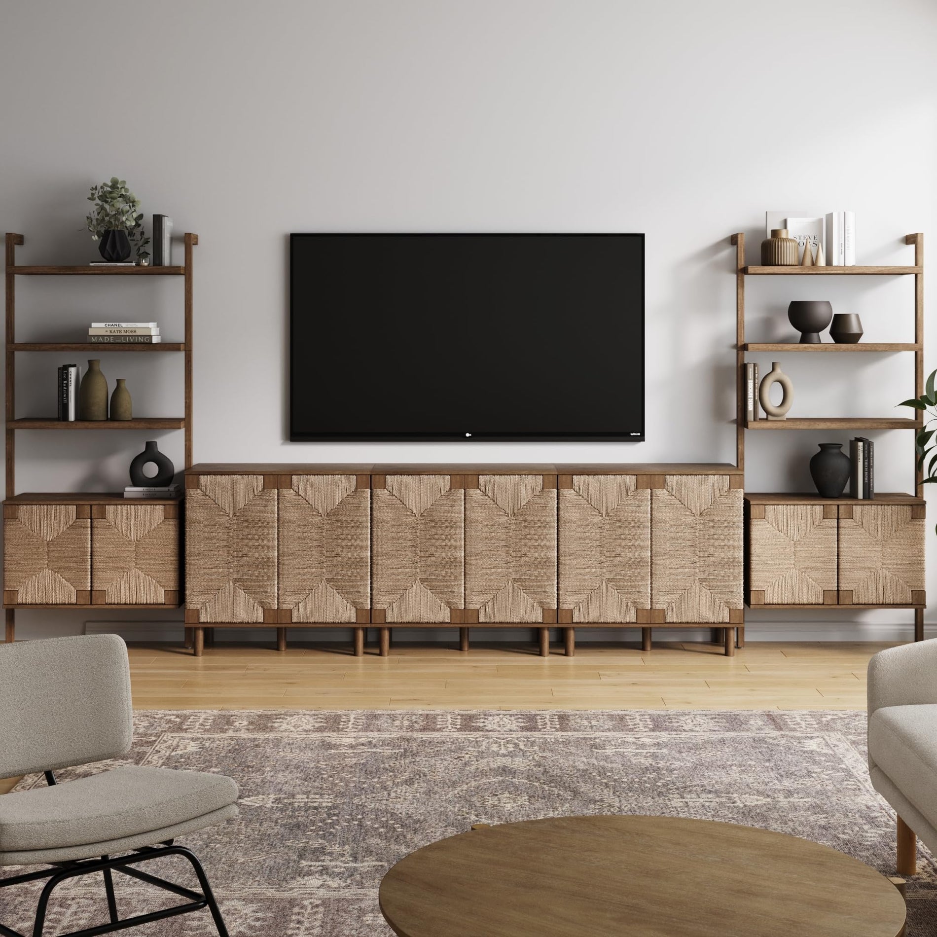 TV Stand with Shelves & Storage Cabinet