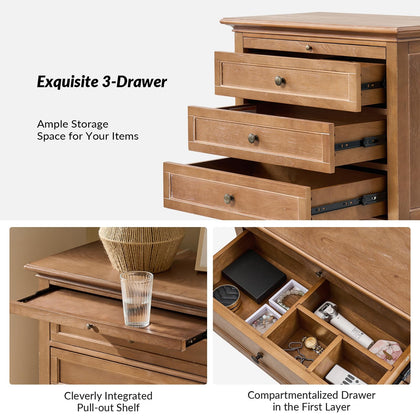 Farmhouse End Table with Charging Station & 3 Drawers