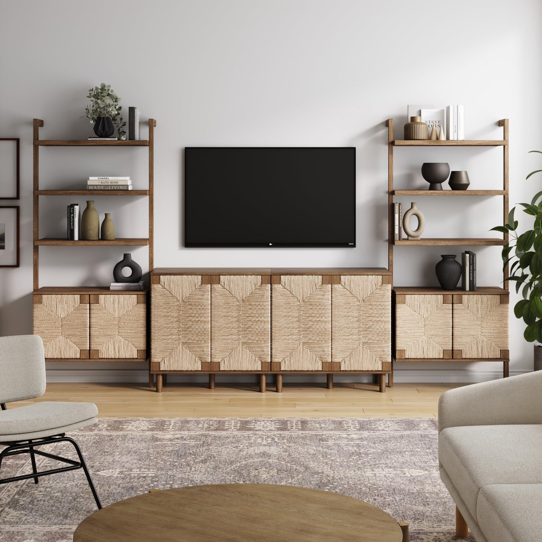 TV Stand with Shelves & Storage Cabinet