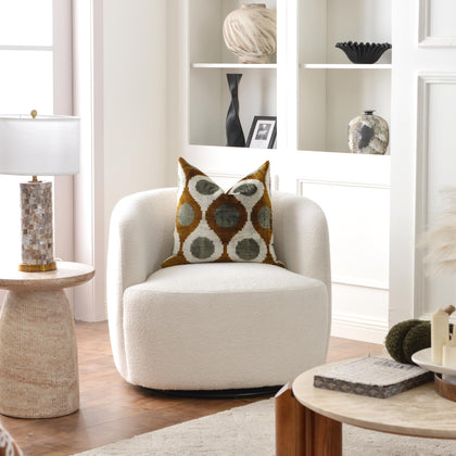 Bouclé Swivel Barrel Chairs Set of 2