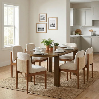 7-Piece Solid Wood Dining Table Set